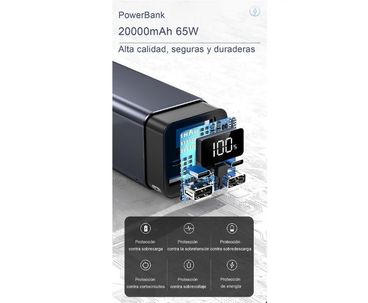 POWER BANK UNIVERSAL 20000mAh 2xUSB-C + 2xUSB-A CARGA RAPIDA 65W LEOTEC
